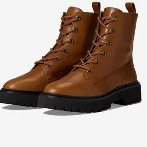 The Rayna Lace-Up Boot, 9H Medium, Color English Saddle, NEW